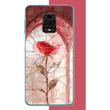 Aksesuarist Redmi Note 9 Pro-9s Uyumlu Pencereki Gül Baskılı Silikon Kılıf