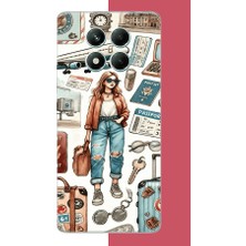 Aksesuarist Redmi Note 14 Pro 5g Uyumlu Vintage-Travel Baskılı Silikon Kılıf