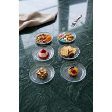 iselahome Berissa Cam Kase Mini Ikramlık ve Sunumluk-Pasta ve Tatlı Tabağı -12 cm Mini Kahvaltılık ve Çerezlik Tabak 6'lı