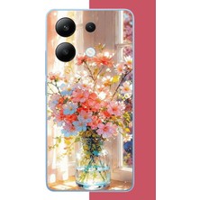 Aksesuarist Redmi Note 13 4g Uyumlu Vazodaki Çiçek Baskılı Silikon Kılıf