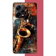 Aksesuarist Redmi Note 12 Pro Plus Uyumlu Renkli Tenor Saksafon Baskılı Silikon Kılıf