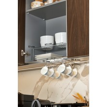 Edora Home 2'li Mat Gümüş Mutfak Seti Dolap Düzenleyici Ve 10 Kancalı Bardak Askılığı Paslanmaz Metal