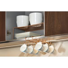 Edora Home 2'li Rose Mutfak Seti Dolap Düzenleyici Ve 10 Kancalı Bardak Askılığı Paslanmaz Metal
