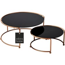Edora Home 2'li Rose Küçük Boy Metal Sunumluk İkramlık Servis Tabağı Siyah Pleksi
