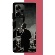 Aksesuarist Redmi Note 12 Pro Plus Uyumlu Halka Seslenen Atatürk Baskılı Silikon Kılıf