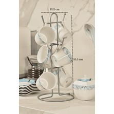 Edora Home Mat Gümüş 6 Bölmeli Bardak Askılığı Kupa Fincan Düzenleyici Tezgah Üstü Paslanmaz Metal
