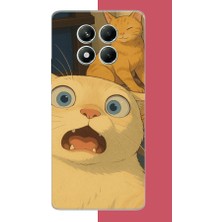 Aksesuarist Redmi Note 14 Pro 5g Uyumlu Şaşkın Kedi Baskılı Silikon Kılıf