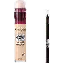 Die Grup Maybelline New York Instant Anti Age Eraser Kapatıcı 00 Ivory & Mini Tattoo Liner Gel Pencil Makyaj Seti