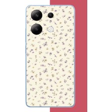 Aksesuarist Redmi Note 13 4g Uyumlu Sarı Lila Çiçek Baskılı Silikon Kılıf