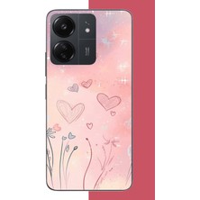 Aksesuarist Redmi 13C Uyumlu Renkli Kalp Baskılı Silikon Kılıf
