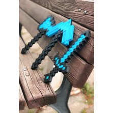 Die Grup Minecraft Elmas Kılıç, Kazma ve Balta 3'lü Oyuncak Set, Mavi ve Siyah, 25 Cm, Çocuklar Için Piksel Silah Seti