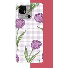 Aksesuarist Redmi 10C - Poco C40 Uyumlu Mor Lale Baskılı Silikon Kılıf