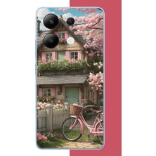 Aksesuarist Redmi Note 13 4g Uyumlu Pembe Bisiklet Baskılı Silikon Kılıf