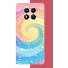 Aksesuarist Redmi Note 14 Pro Plus Uyumlu Gökkuşağı Girdap Baskılı Silikon Kılıf