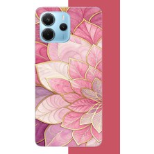 Aksesuarist Redmi Note 14 4g Uyumlu Pembe Yaprak Baskılı Silikon Kılıf