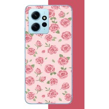 Aksesuarist Redmi Note 12 4g Uyumlu Pembe Gül Baskılı Silikon Kılıf