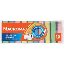 Die Grup Macro Max Rengarenk Bulaşık Süngeri 10'lu Mega Ekonomik Paket, Çok Amaçlı Yüzey Süngeri