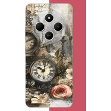Aksesuarist Redmi 14C Uyumlu Çiçekli Saat Baskılı Silikon Kılıf