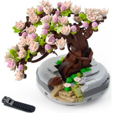 Die Grup Bonsai Ağacı Sukulent/sakura Saksı Bitki Yapı Blokları Seti, Hediyeler Için Yapay Çiçek Inşaat Kitleri, Yetişkinler/gençler Için Kendin Yap Buket Yapı Tuğlaları (Sakura)