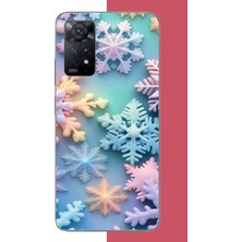 Aksesuarist Redmi Note 11E Uyumlu Renkli Kar Taneleri Baskılı Silikon Kılıf