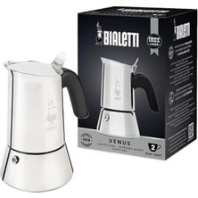 Die Grup Bialetti - Venus: 2 Cups Ocak Üstü Espresso Pişirici - 85ML - Gümüş Renk - Paslanmaz Çelik Gövde - Patentli Güvenlik Valfi - Tüm Ocak Türleri Için Uygundur (Indüksiyon Hariç)          [enerji Sınıfı A