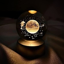Die Grup Satürn Kızı Kristal Cam Küre Renk Değiştiren LED Işıklı Gece Lambası Dekoratif Hediyelik          [enerji Sınıfı A+++]