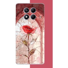 Aksesuarist Redmi Note 14 Pro Plus Uyumlu Pencereki Gül Baskılı Silikon Kılıf