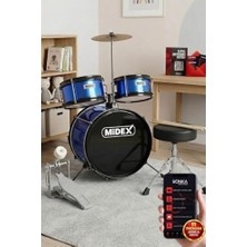Die Grup Midex CD300X-BL Akustik Çocuk Baterisi Davulu Seti 5-14 Yaş Için Full Set
