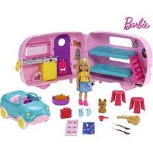 Die Grup Barbie Club Chelsea Karavan Barbie Club Chelsea Karavanı Oyun Seti, Chelsea'nin Yavru Köpeği ve Aksesuarlar FXG90 FXG90