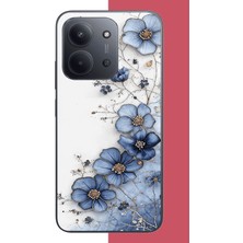 Aksesuarist Redmi 15C Uyumlu Mavi Çiçek Baskılı Silikon Kılıf