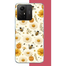 Aksesuarist Redmi Note 12S Uyumlu Arılı Sarı Çiçek.jpeg Baskılı Silikon Kılıf