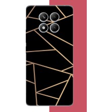 Aksesuarist Redmi Note 14 Pro 5g Uyumlu Altın Diyagonal Çizgi Baskılı Silikon Kılıf