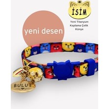 Die Grup Caramelos Güvenlik Kilitli Kedi Tasması, Isimli Kedi Tasması, Kedi Isimlik, Kedi Künyesi, Safety Click Mavi Karışık-Standart