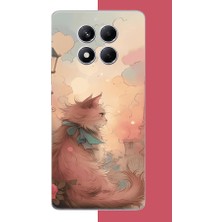 Aksesuarist Redmi Note 14 Pro Plus Uyumlu Mavi Fularlı Kedi Baskılı Silikon Kılıf
