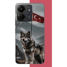 Aksesuarist Redmi 13C Uyumlu Ulu Kurt Baskılı Silikon Kılıf