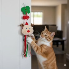 Die Grup Noel Temalı Kedi Oyuncağı Noel Baba Figürlü – Renkli Ip Püsküllü, Zilli ve Askılı Tasarım – Kedilerin Oyun ve Avlanma Içgüdüsünü Destekler – Özel Yılbaşı Oyuncağı