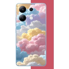 Aksesuarist Redmi Note 13 4g Uyumlu Renkli Bulut Baskılı Silikon Kılıf