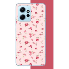 Aksesuarist Redmi Note 12 4g Uyumlu Pembe Çiçekli Pattern Baskılı Silikon Kılıf