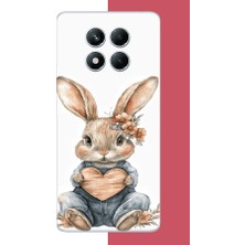 Aksesuarist Redmi Note 14 Pro 5g Uyumlu Çiçek Tokalı Tavşan Baskılı Silikon Kılıf