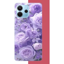 Aksesuarist Redmi Note 14 4g Uyumlu Mor Çiçek Baskılı Silikon Kılıf