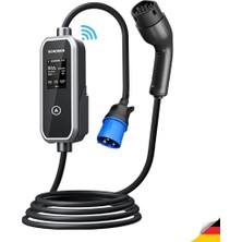 Die Grup ® 7.5kw Taşınabilir Elektrikli Araç Şarj Istasyonu -Tak ve Şarj Et- Wi-Fi/bluetooth Smart 5 Metre Tip2 Kablolu
