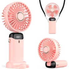 Die Grup Taşınabilir USB Vantilatör, 4200MAH Şarjlı El Tipi Fan, LED Ekranlı, 3'ü 1 Arada El/boyun/masa Fanı, Yaz, Ofis, Seyahat Için, Kadınlar, Kızlar ve Çocuklara Hediye (Pembe)