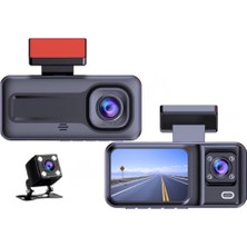 Die Grup Hasuba 3 Kameralı Araç Içi Kamera SETI-1080P Full HD,170° Geniş Açı ÖN,120° Kabin Iç Kamera,gece Görüşlü Su Geçirmez Arka Park Kamerası,döngüsel Kayıt ve G-Sensor Destekli 360-2