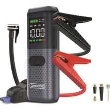 Die Grup Groove HCB002 24400MAH 3000A Tepe Akımı Profesyonel Akü Takviye Cihazı + Lastik Şişirme Kompresörü Taşınabilir Jump Starter (Kompresör+Powerbank+Led Lamba+Lcd Ekran) Benzinli ve Dizel Araçlar Için