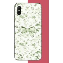 Aksesuarist Redmi 9A Uyumlu Yeşil Fiyonk Pattern Baskılı Silikon Kılıf