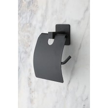 Die Grup Kare Kapaklı Tuvalet Kağıtlığı Siyah, Yapışkanlı ve Vidalı Montajlı Metal Wc Kağıtlık, Modern Banyo Tuvalet Kağıdı Askısı