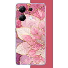 Aksesuarist Redmi Note 13 4g Uyumlu Pembe Yaprak Baskılı Silikon Kılıf