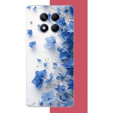 Aksesuarist Redmi Note 14 Pro Plus Uyumlu Mavi Çiçek2 Baskılı Silikon Kılıf