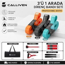Die Grup Calliven  Direnç Lastiği Seti 3'lü - Kapı Ankrajlı, El Tutacaklı, Ayak Bilek Kayışlı Fitness Bandı 12LI Set