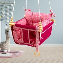 Die Grup Bundera Wag Swing Çocuk Ahşap Bebek Hamak Ev Tavan Bahçe Salıncağı (Pembe)